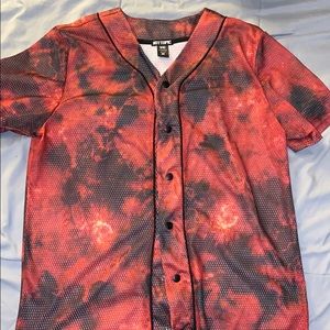 Black and red baseball style jersey